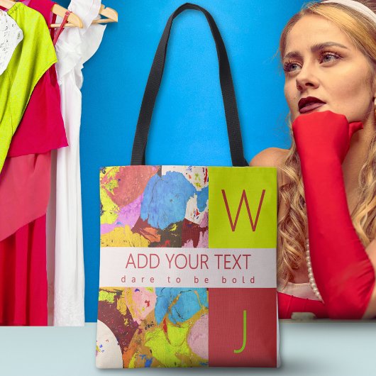 Modern Bold Elegant Abstracte Kunst Monogram Tote Bag