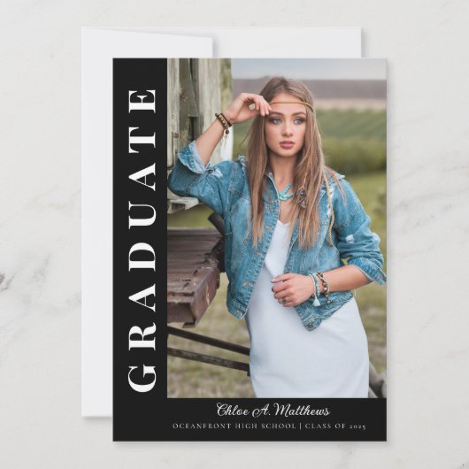 Modern Bold Elegant Drie foto Afstuderen Kaart (Voorkant)