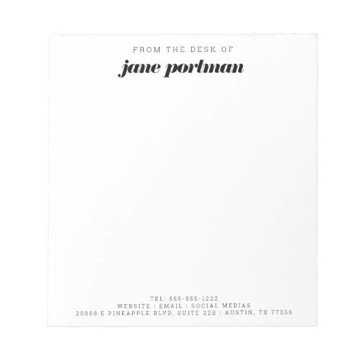 Modern Bold | Elegant | Van het bureau van Notitieblok (Voorkant)