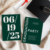 Modern Bold Emerald Green Graduation Party Kaart