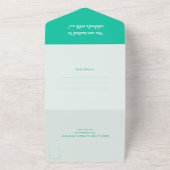 Modern Bold Emerald Mint Green Retro Vibes Wedding All In One Uitnodiging (Buitenkant)