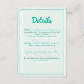 Modern Bold Emerald Mint Green Retro Vibes Wedding Informatiekaartje (Voorkant)