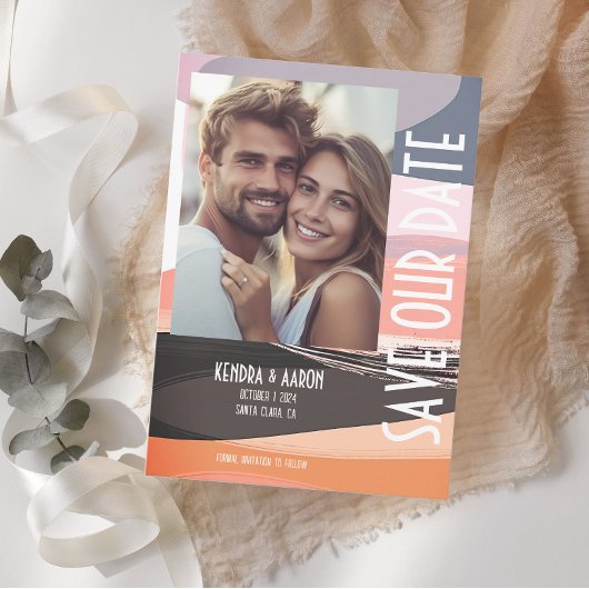 Modern Bold en Edgy Bruiloft Save the Date Kaart