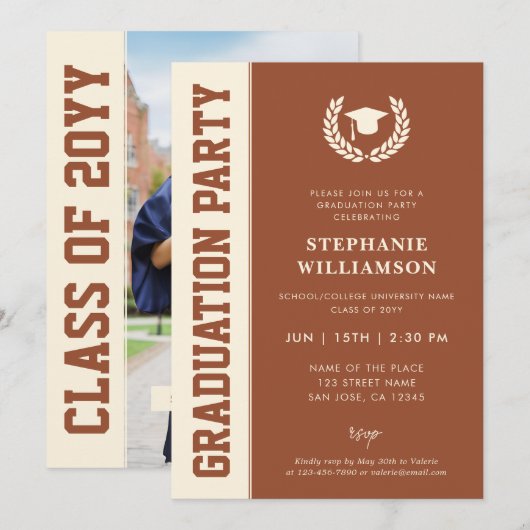 Modern Bold en Elegant Afstudeerder Foto Afstudere Kaart (Voorkant / Achterkant)
