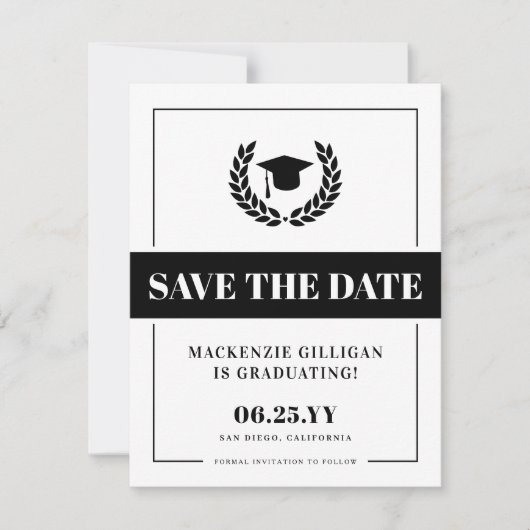 Modern Bold en Elegant Afstuderen Save The Date (Voorkant)