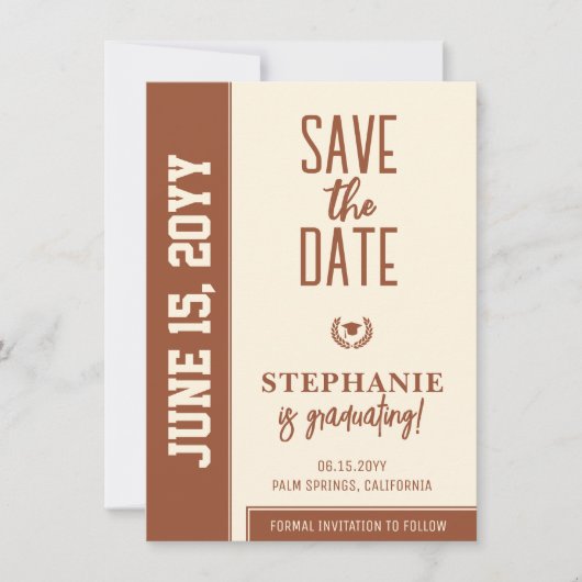 Modern Bold en Elegant Afstuderen Save The Date (Voorkant)