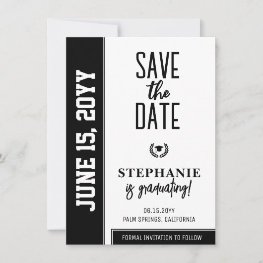 Modern Bold en Elegant Afstuderen Save The Date (Voorkant)
