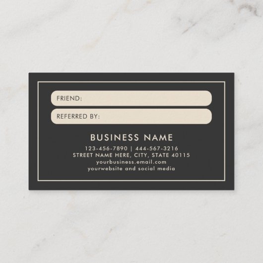Modern Bold en Simple Verwijs een Vriend Verwijzin Visitekaartje (Achterkant)