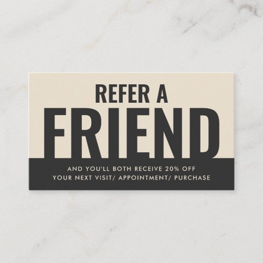 Modern Bold en Simple Verwijs een Vriend Verwijzin Visitekaartje (Voorkant)