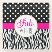 Modern Bold Fifty & Fabulous 50th Birthday Glazen Onderzetter (Voorkant)