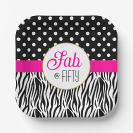 Modern Bold Fifty & Fabulous 50th Birthday Papieren Bordje