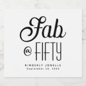Modern Bold Fifty & Fabulous 50th Birthday Party Sparkling Wijnetiket (Enkel label)