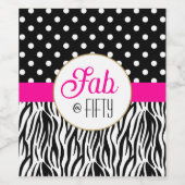 Modern Bold Fifty & Fabulous 50th Birthday Party Wijn Etiket (Enkel label)