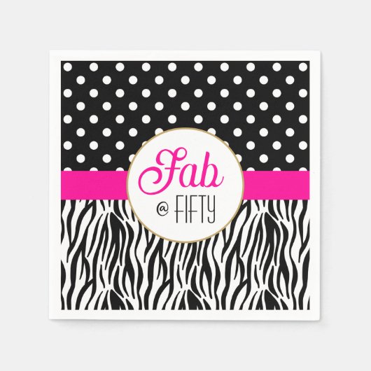 Modern Bold Fifty & Fabulous 50th Birthday Servet (Voorkant)