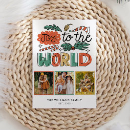 Modern Bold Floral Christmas Foto Feestdagenkaart