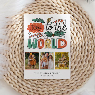 Modern Bold Floral Christmas Foto Feestdagenkaart