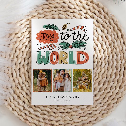 Modern Bold Floral Christmas Foto Feestdagenkaart