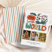 Modern Bold Floral Christmas Foto Feestdagenkaart