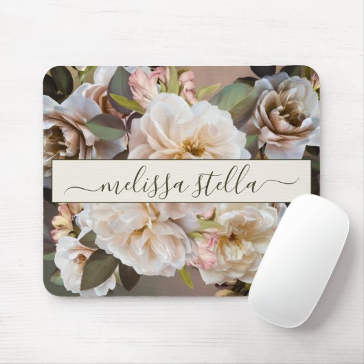 Modern Bold Floral Magnolia | Girly Gift Muismat (Met muis)