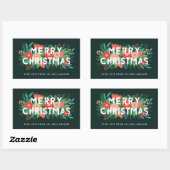 Modern Bold Floral Merry kerst naam groen Rechthoekige Sticker (Vel)