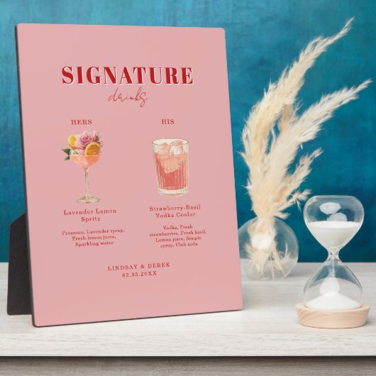 Modern Bold Font His & Hers Drinks Wedding Fotoplaat (Zijkant)