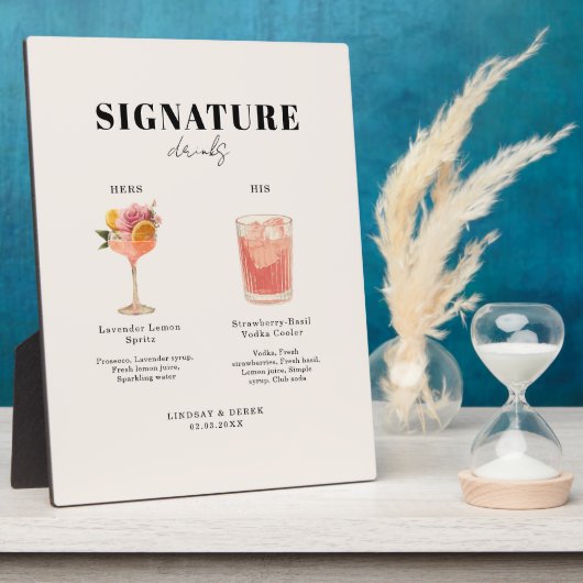 Modern Bold Font His & Hers Drinks Wedding Fotoplaat (Zijkant)
