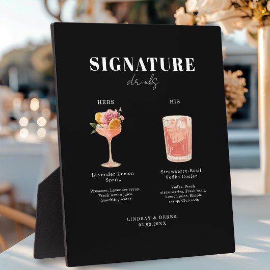 Modern Bold Font His & Hers Drinks Wedding Fotoplaat