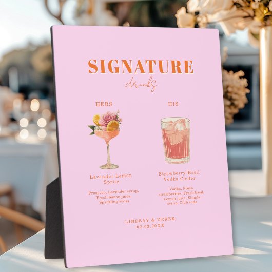 Modern Bold Font His & Hers Drinks Wedding Fotoplaat