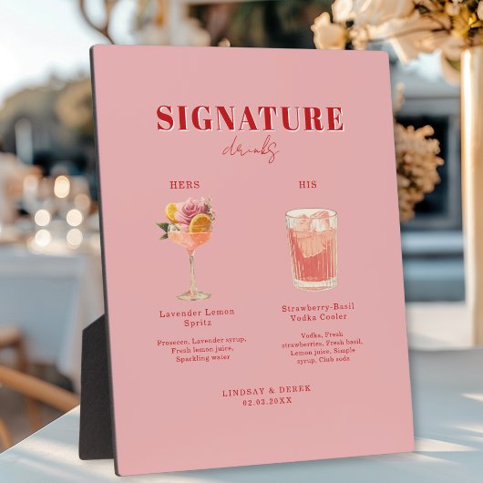Modern Bold Font His & Hers Drinks Wedding Fotoplaat