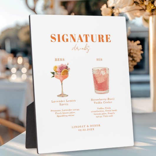 Modern Bold Font His & Hers Drinks Wedding Fotoplaat