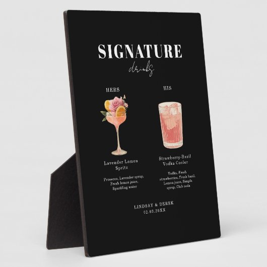 Modern Bold Font His & Hers Drinks Wedding Fotoplaat (Zijkant)