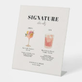 Modern Bold Font His & Hers Drinks Wedding Reclamebord Met Voetstuk (Voorkant)