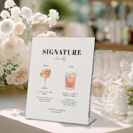 Modern Bold Font His & Hers Drinks Wedding Reclamebord Met Voetstuk
