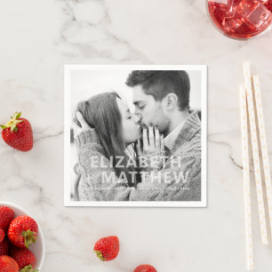 Modern Bold & Fun Typography Custom Photo Wedding Servet