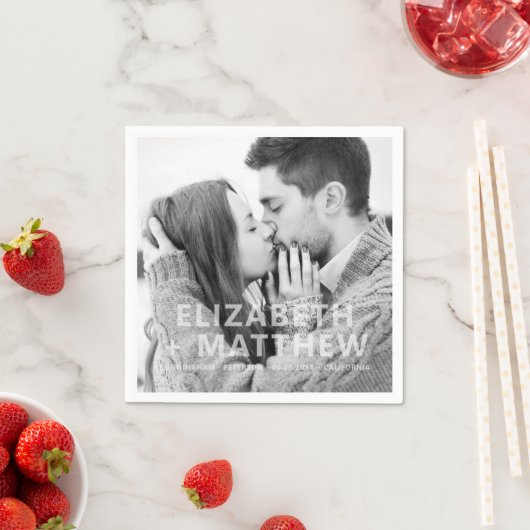 Modern Bold & Fun Typography Custom Photo Wedding Servet (Insitu)