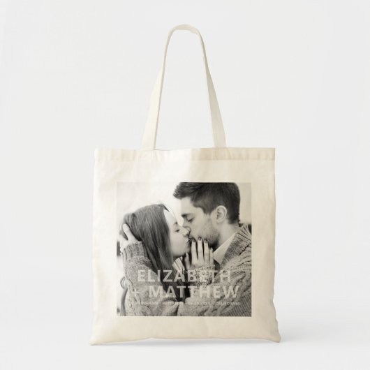 Modern Bold & Fun Typography Custom Photo Wedding Tote Bag (Voorkant)
