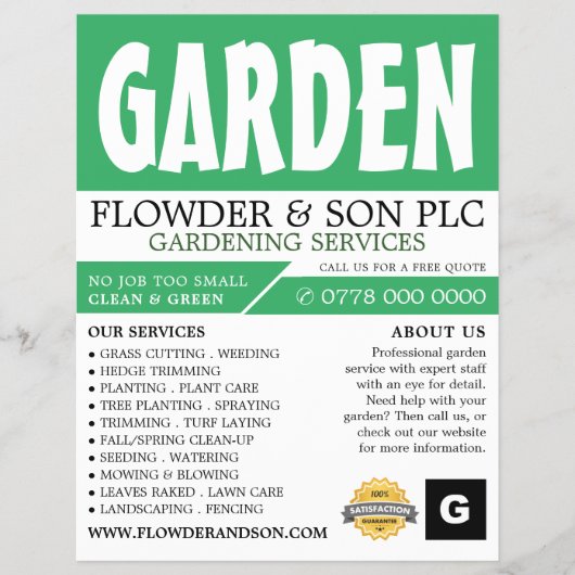 Modern Bold, Gardening Service, tuinbouwkundige Flyer (Voorkant)
