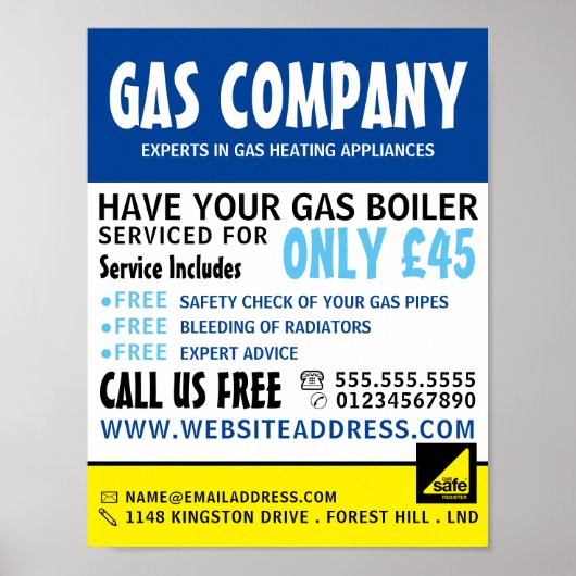 Modern Bold, Gas Engineer & Supplier Advertising Poster (Voorkant)