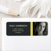 MODERN BOLD GEEL ZWART PERSOONLIJK FOTOADRES ETIKET (Insitu)