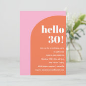 Modern Bold Geometric Pink Orange 30th Birthday Kaart (Staand voorkant)