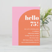 Modern Bold Geometric Pink Orange 75th Birthday Kaart (Staand voorkant)