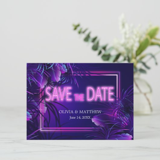 Modern Bold Glow in the Dark SAVE THE DATE Kaart (Staand voorkant)