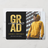 Modern Bold Gold AFSTUDEERDER Stijlvol foto Afstud Aankondiging (Voorkant)