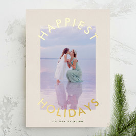 Modern Bold Gold Christmas Script Elegante Foto Folie Feestdagenkaart