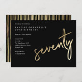 Modern Bold Gold Type70th Birthday Kaart (Voorkant / Achterkant)