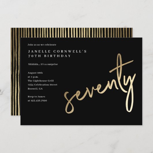 Modern Bold Gold Type70th Birthday Kaart (Voorkant / Achterkant)