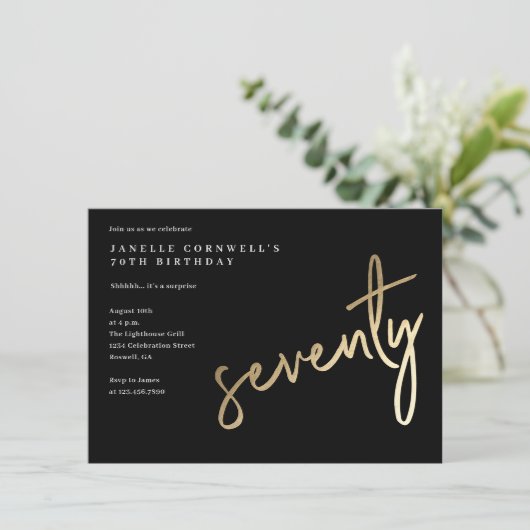 Modern Bold Gold Type70th Birthday Kaart (Staand voorkant)