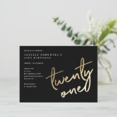 Modern Bold Gold Type 21e verjaardag Kaart (Staand voorkant)