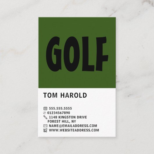 Modern Bold, Golf Club, Golfer, Golf Coach Visitekaartje (Voorkant)