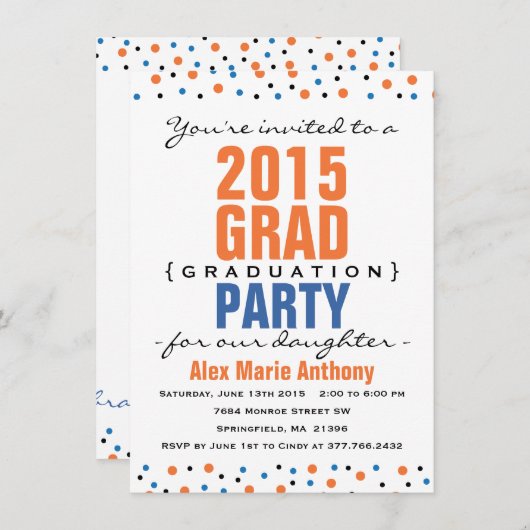 Modern Bold Graduation Party Invitation - Sinaasap Kaart (Voorkant / Achterkant)